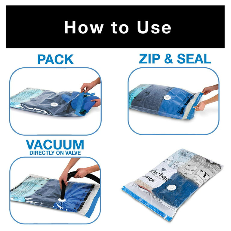  MagicBag 4-Pack Jumbo Flat Vacuum Compression Bags Instant Space  Saver Storage - Airtight Double Zipper - Clothing, Pillows - Home  Organization: Home & Kitchen
