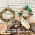 thumbnail image 6 of Waroomhouse Wood Block Pet Toy Hamster Chew Toy with Hanging Hook Natural Wood Grass Ball Rabbit Chinchilla Guinea Pig Gerbil Pet Bite Toy Decor Ring Small, 6 of 8