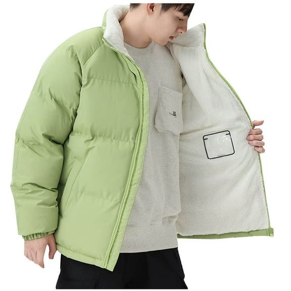 Dagugfen Winter Jackets for Men Full Zip High Neck Warm Snowwear Loose Thick Fleece Lined Windproof Comfy Casual Jacket