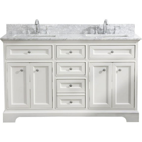 Ari Kitchen & Bath South Bay 55" Solid Wood Bathroom Vanity in White