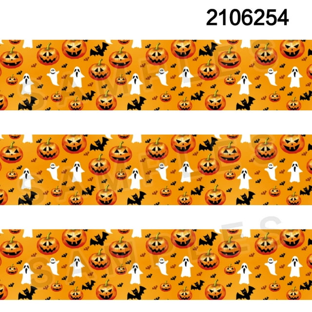 50 Yards Halloween Pumpkin Pattern Printed Grosgrain satin Ribbon Hair Accessories Jiayi