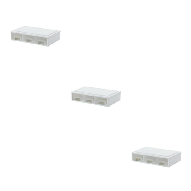 Inteprter Espacio de trabajo eficiente blanco con cajones apilados Cajones de almacenamiento transparentes simples y de moda Tres celosías Type1 NO1