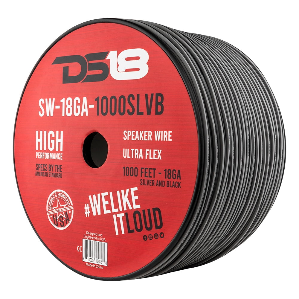 1000 Ft 18 Gauge AWG Speaker Wire Car Audio 1000' Black Red Zip Wire DS18 Spool