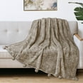 thumbnail image 5 of PAVILIA Tan Taupe Soft Microfiber Fleece Throw, 60” x 80”, 5 of 8