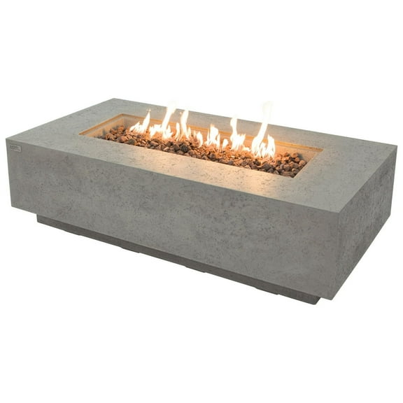 AMS Fireplace - Madison 60" Rectangular Natural Gas Fire Pit Table -Light Gray