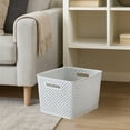 thumbnail image 5 of Simplify Large Resin Wicker Storage Bin Tote in White, 5 of 6