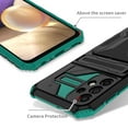 thumbnail image 6 of Heavy Duty Case for Samsung Galaxy A13 5G Rugged PC Armor Credit Card Slot Holder Kickstand Bracket Cover, Military Grade Dual-Layers Shockproof Anti-Scratches Lens Protection Case,Darkgreen, 6 of 9