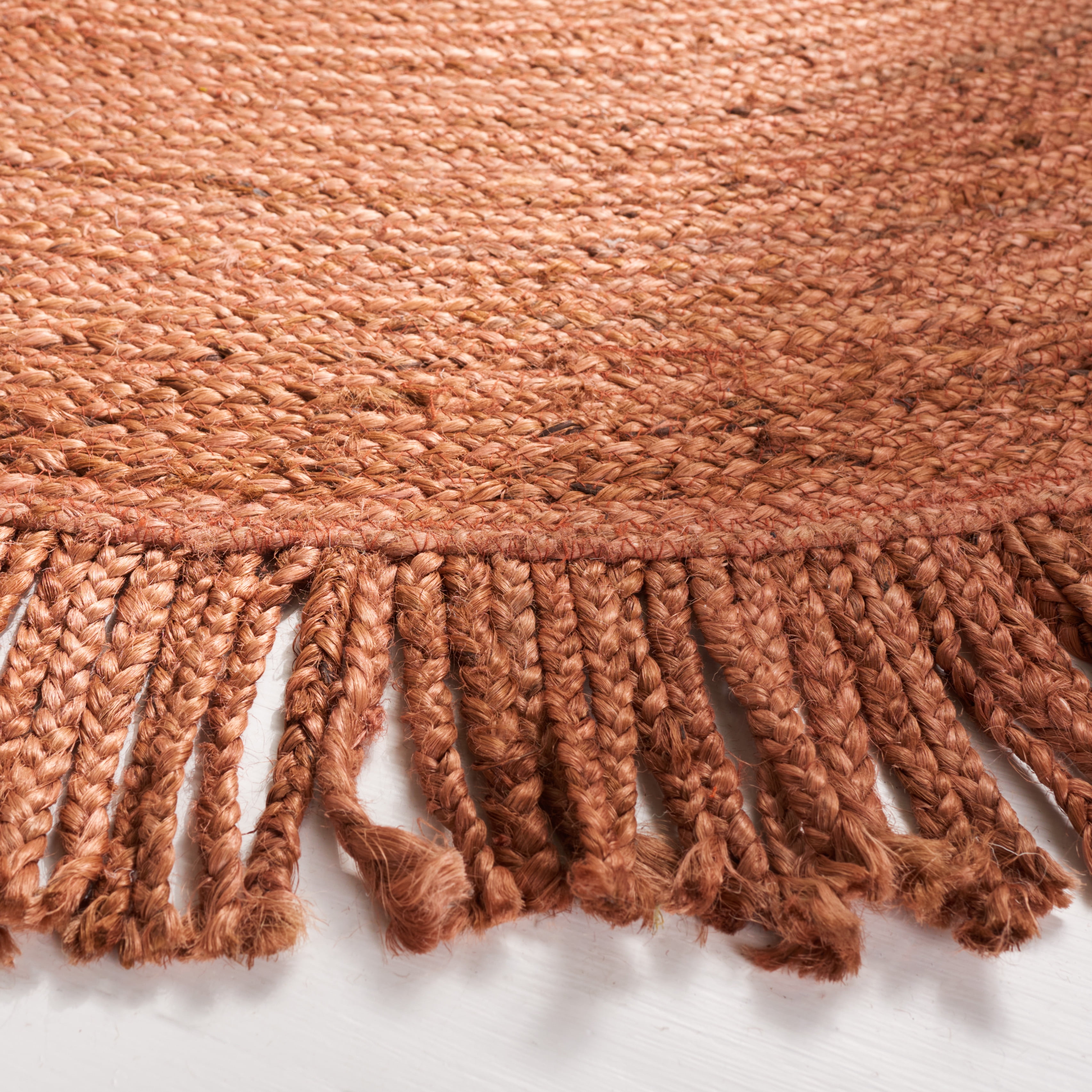 SAFAVIEH Braided Abby Solid Reversible Area Rug, Rust, 7' x 7' Round