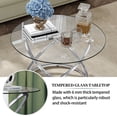 thumbnail image 6 of ASYA Modern Glass Coffee Table, 32’’ Round Center Table for Living Room, Chrome, 6 of 14
