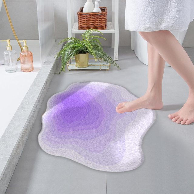 Feltree Super Absorbent Polyester Bath Rug with Non-Slip Rubber Backing, Quick-Dry Washable Bathroom Floor Mat for Shower Tub, Modern 16x24 Inch