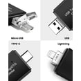 thumbnail image 2 of Atzeste SD Card Reader for iPhone iPad, 4-in-1 Memory Card Adapter with Lightning/USB-C/USB/Micro USB, Supports SD/TF Cards, Compatible with iOS 13+, Plug & Play, No App Required, 2 of 6