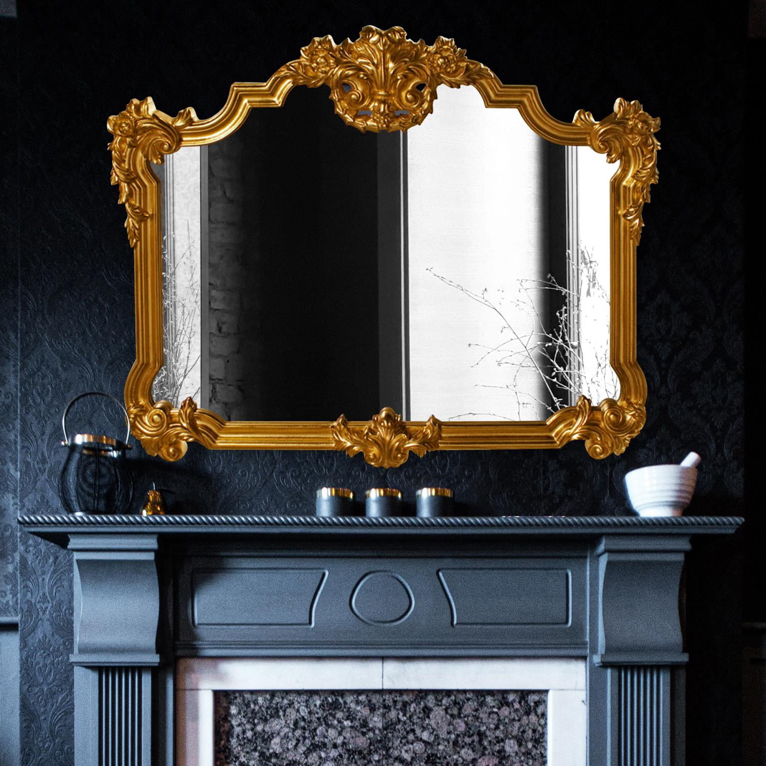Tyler Dillon Avondale Bright Gold Leaf Resin Wall Mirror