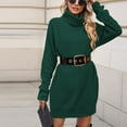 thumbnail image 5 of SSKDBFJG Women's Turtleneck Sweater-Oversized Sweater Loose Pullover Knit Dress(Green) L, 5 of 5