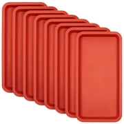 8 Pack Plastic Plant Drip Trays for Planters, Pots, Rectangular Saucer Pans for Indoors, Outdoors (Terracotta Red, 6.5x12 in)