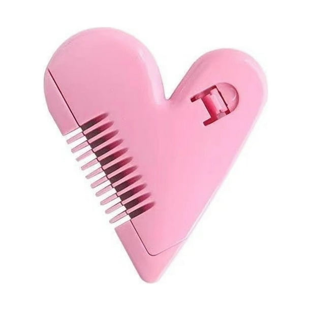 Peine manual para cortar el pelo, bonito, con forma de corazón y melocotón, doble cara, para flequillo, fino, para niños, con tijera incorporada