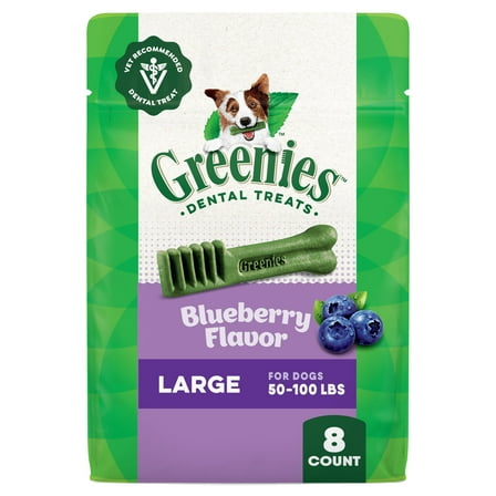 Greenies Blueberry Flavor Adult Natural Dental Dog Treats Large Size, 12 oz Pack (8 Count)