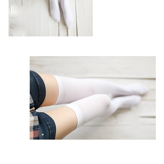 TELOLY White Stockings Women Thigh High Socks 55.00X10.00X0.20CM