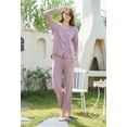 thumbnail image 3 of U2SKIIN Women Button up Pajama Set, Lightweight Long Sleeve Soft Sleepwear Pjs Set, (Light Pink Mel.2XL), 3 of 5