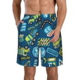 thumbnail image 2 of Uemuo Dump Truck Pattern Men's Swim Trunks Hawaiian Beach Bathing Suit Swimsuits Beach Quick-Dry Shorts with Pockets-, 2 of 9