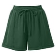 thumbnail image 2 of Vivianyo HD Women's Summer Drawstring Elastic Waist Cuffed Hem Shorts, Solid Loose Textured Casual Short Bottoms for Women, Women's Army Green, Sizes S-2XL, 2 of 8