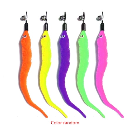 Machinehome Pet Cat Dogs Toys Funny Interactive Plush Toy Caterpillar Feather Stick Wand Replacement Head