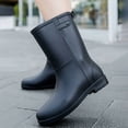 thumbnail image 2 of Crunowin Women's Mid-Calf Rain Boots, Fall Winter Waterproof Non-Slip Design Outdoor Shoes Black 6, 2 of 8