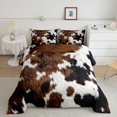 thumbnail image 2 of Manfei Vintage Cow Spot King Size Comforter Sets 3pcs,Rustic Farm Animal Comforters King Size,Brown White Black,1 Comforter and 2 Pillowcases,Reversible, 2 of 6