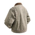 thumbnail image 4 of Rexolia Mens Vintage Washed Denim Jacket Corduroy Collar Long Sleeve Snap Button Jean Coat Retro Streetwear for Fall Winter Outdoor Light Brown S, 4 of 7