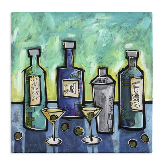 Stupell Industries Glam Martini Mixings Blue Green Modern Canvas Art, 17 x 17, by Eric Waugh