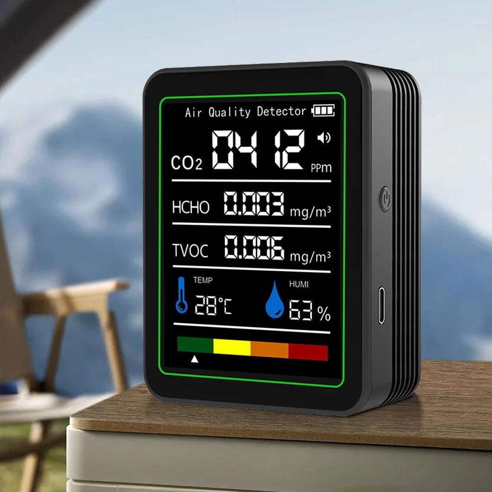 Professional Indoor Air Quality Monitor With 7X AQI Beep Alarms,16 In 1 Portable Real-Time Detector For PM2.5 | PM10 | CO2 | TVOC | HCHO | Temp | Hum For Home Cars - View #5