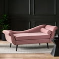 thumbnail image 2 of GDF Studio Jakyrah Contemporary Chaise Lounge with Scroll Arms, Dusty Blush Velvet and Dark Brown, 2 of 11