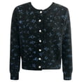 thumbnail image 4 of Wang6 Womens Cardigan Sweaters Fall White Open Front Button Knit Sweater Long Sleeve Knitted Tops Causal Crew Neck Floral Outwear Black M, 4 of 5