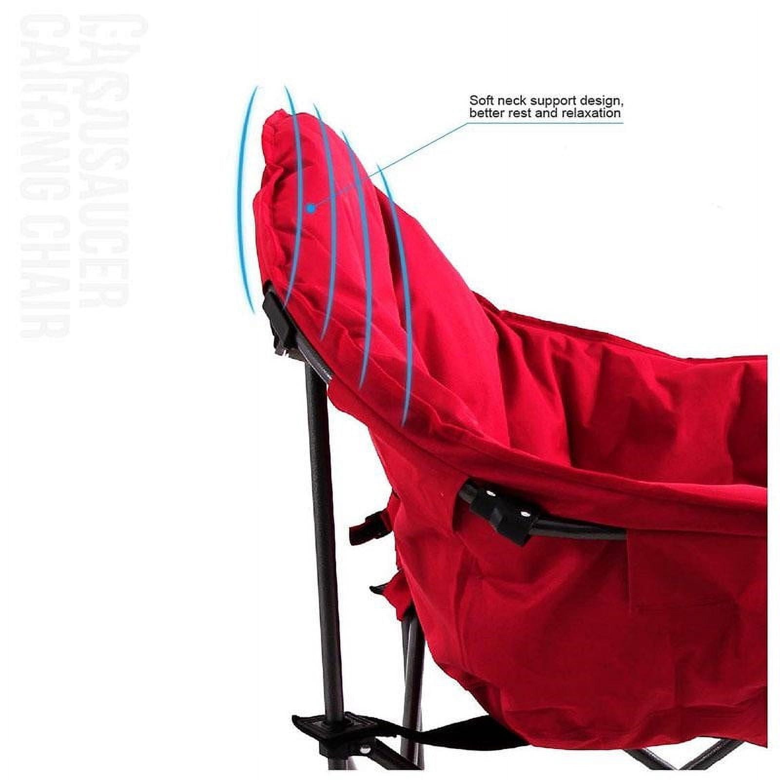MF Studio Oversized Padded Moon Chair Camping Folding Saucer Chairs with Cup Holder and Carry Bag, Supports up to 400lbs, Red