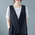 thumbnail image 2 of Uooqdmx Linen Vest Women, Cardigan Vest for Women, Women's Sleeveless Button Down Vest, Linen Vest Tops for Women, Casual Outerwear, Black XXL, 2 of 9