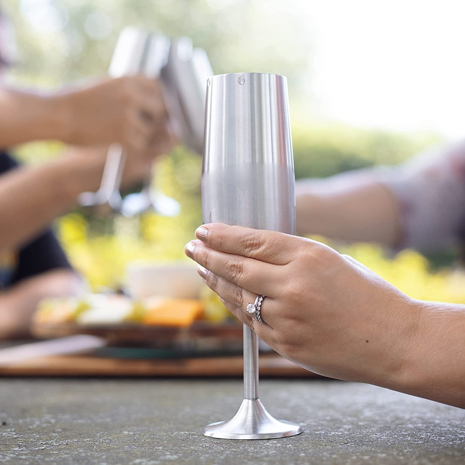 Champagne Flutes, Set of 2 , Stainless Steel Shatterproof Champagne Coupes  for Indoor & Outdoor Use 