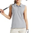 thumbnail image 4 of Tank Tops for Women under $5 Sleeveless Turndown Collar Tennis Uniform Solid Color Sports Breathable Tank Gray L, 4 of 6