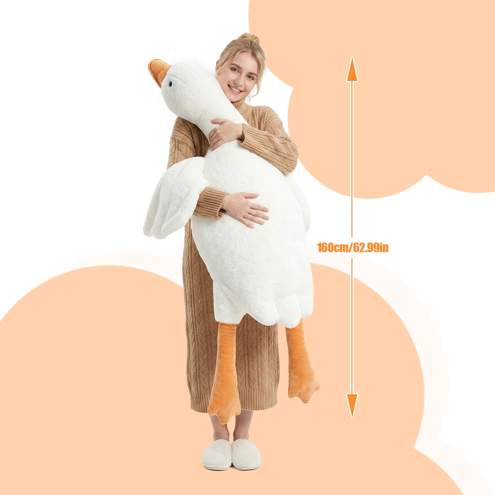 Yvagay Giant Stuffed Goose Plush Toy,Oversized Plush Goose Plush Toy, Cute Swan Stuffed Animal Gift for Kids and Friends, 62.99 inch