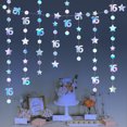thumbnail image 3 of Conjunto de corona de estrellas brillantes con lunares redondos, banderines colgantes de Metal, fondo decorado para cumpleaños número 16, números 16, 3 of 5
