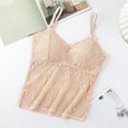 thumbnail image 5 of Women's Slim-Fit Camisole qinhaie Women's Lace Camisole with Padded Bra, Adjustable Spaghetti Straps V Neck Crop Top, Soft Breathable Bra Beige Camisoles & Tanks, 5 of 7