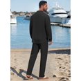 thumbnail image 3 of DARING DIVA Men's 2-Piece Linen Long Sleeve Beach Sets Shirt and Pants M Black, 3 of 7