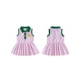 thumbnail image 2 of BemeyourBBs Toddler Baby Girls Summer Dress Golf Outfits Striped Sleeveless Button Turn Down Collar Ruffle Dress, 2 of 9