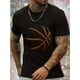 thumbnail image 1 of Men's Geometric Print T-Shirt - Casual Summer Short Sleeve Top with Orange/Black Contrast Design, Breathable Knit Fabric, Slight Stretch & Regular Fit Round Neck for Casual Attire, Basketball Graphic, 1 of 6
