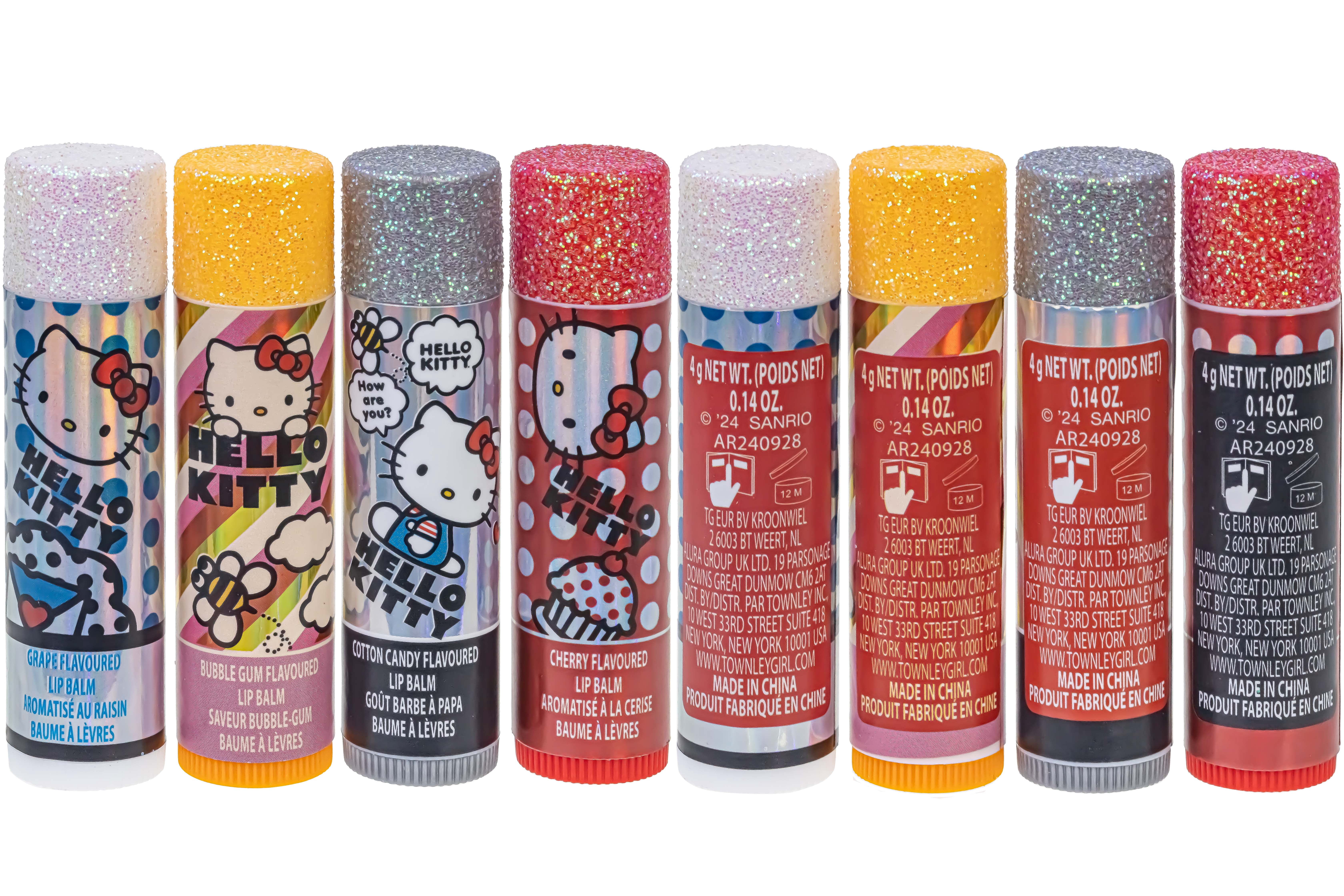 Hello Kitty Lip Balm Set In Mini Train Case, Townley