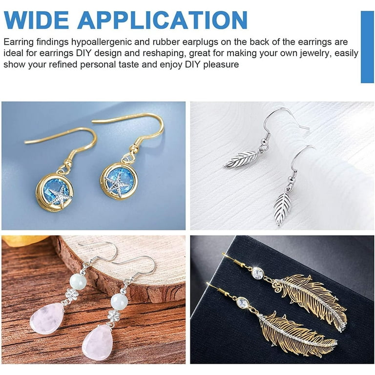 925 Sterling Mixed Earring Hooks 120 PCS 60 Pairs Ear Wires Fish Hooksfor DIY Jewelry Making Hypo allergenic Jewelry Findings Parts with 120 PCS Clear Silicone Earring Backs Stoppers Walmart