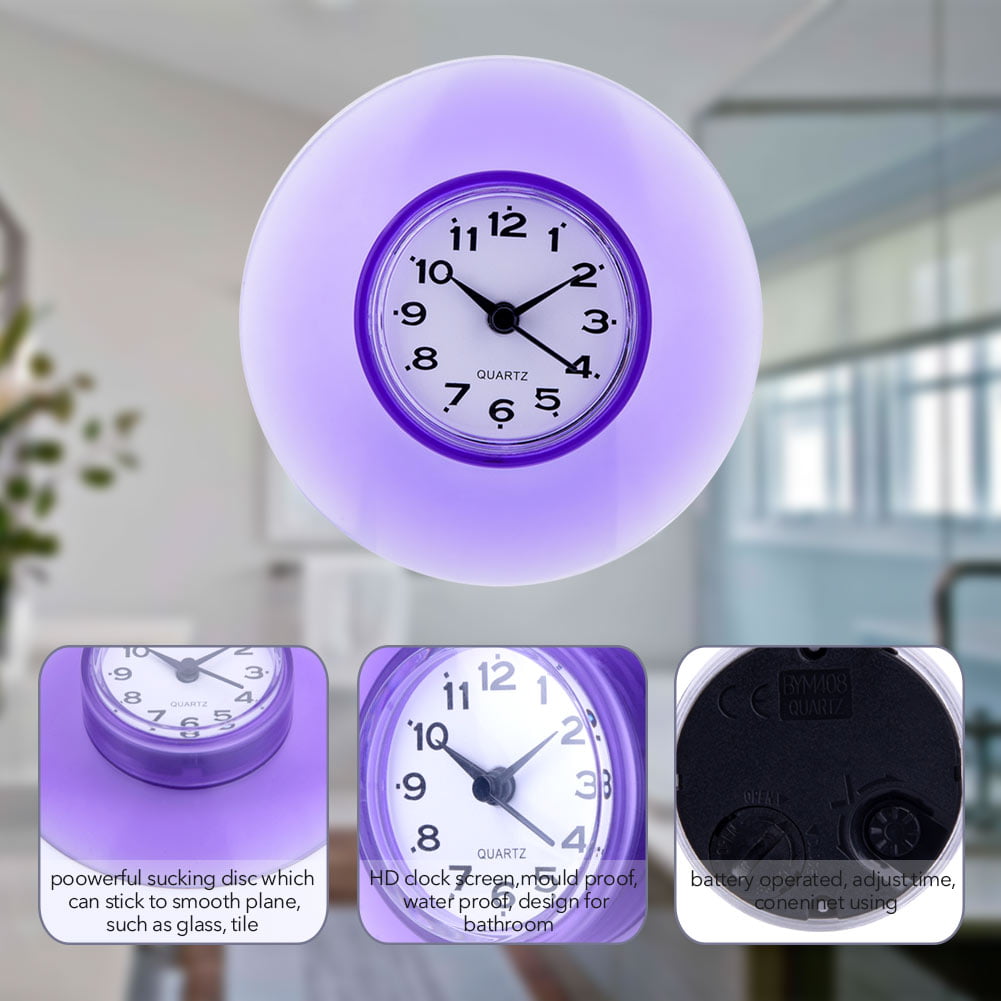 MD Group Wall Clock Bathroom Shower Waterproof ABS Large Sucker Without Battery Home Decor
