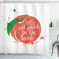 thumbnail image 1 of Ambesonne Peach Shower Curtain, Soft Fruit Quirky Words, 69"Wx84"L, Green Coral White, 1 of 3