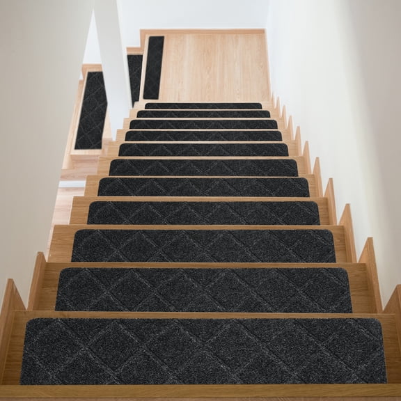 Uxcell Non Slip Stair Treads 15Packs 8"x30" Carpet Mat for Indoor Wooden Stairs, Dark Gray