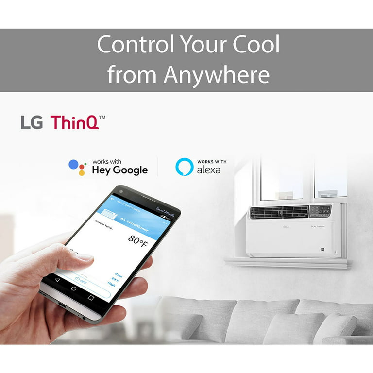 LG 12,000 BTU Inverter Smart Window Air Conditioner, Cools 550 sq ft, Works with LG ThinQ, Amazon Alexa Hey Google, 115V -