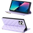 thumbnail image 5 of Crossbody Wallet for iPhone 11 Pro Max Case with Adjustable Lanyard Strap Card Holder 6.5",PU Leather Zipper Handbag Purse Kickstand Lattice Pattern Cover Case for Men Women Girl,Purple, 5 of 13
