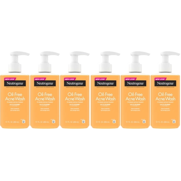 Limpiador facial Neutrogena, jabón para el acné sin aceite, 270 ml, paquete de 6